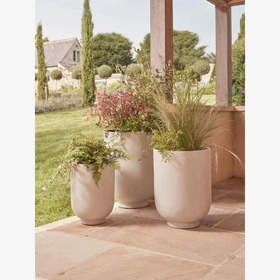 Cox and Cox Three Handmade Footed Column Planters - Oat