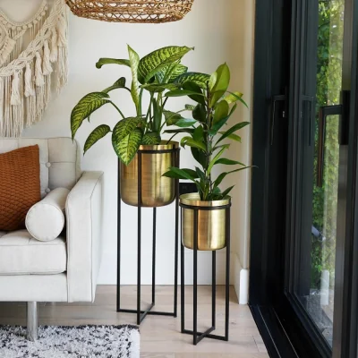 Cuckooland Spencer Indoor/Outdoor Planter in Gold & Black - Medium