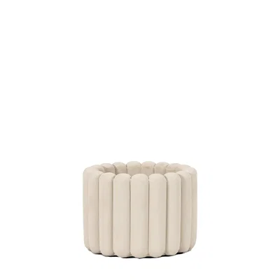 Dunelm Arden Small Ribbed Concrete Plant Pot Taupe