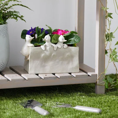 Dunelm Resin Duck Planter Grey