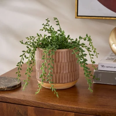 Dunelm Embossed Pattern Brown Plant Pot