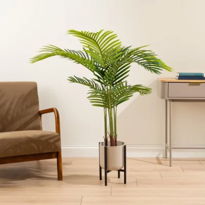 Dunelm Artificial Palm Tree in Black Plastic Plant Pot