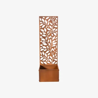 Dunelm Patina Screen Planter with Leaf Design