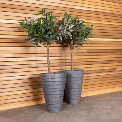 Dunelm Charles Bentley Set of 2 Tall Trojan Round Plant Pots