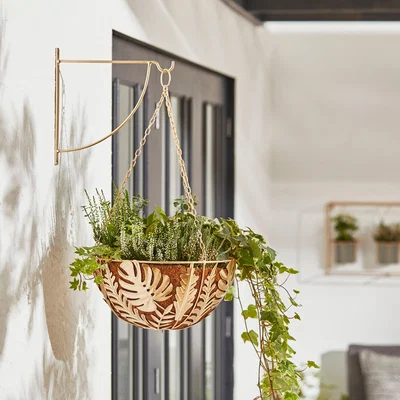 Dunelm Gold Leaves Hanging Basket Gold