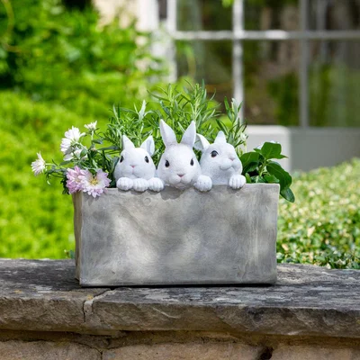 Dunelm Trio of Rabbits Planter Beige