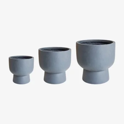 Dunelm Ivyline Set of 3 Outdoor Dallas Footed Planters Charcoal