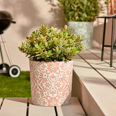 Dunelm Boho Tile Resin Planter 25cm Pink