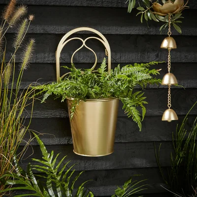 Dunelm Iron Gold Wall Mounted Plant Pot