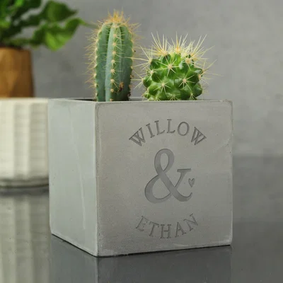 Dunelm Personalised Ampersand Couples Concrete Plant Pot Grey