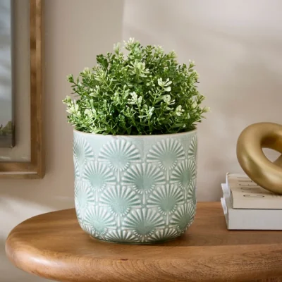 Dunelm Sunburst Embossed Ceramic Plant Pot