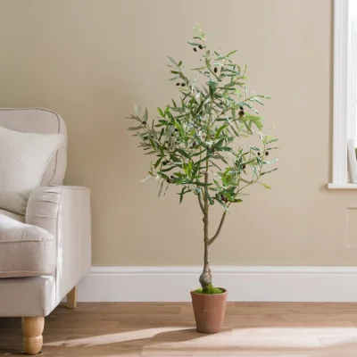 Dunelm 128cm Artificial Olive Tree in Terracotta Plant Pot