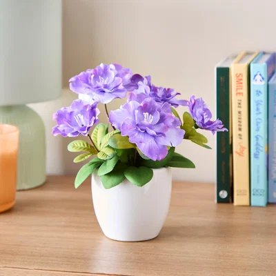 Dunelm Artificial Blossom Floral in White Ceramic Plant Pot