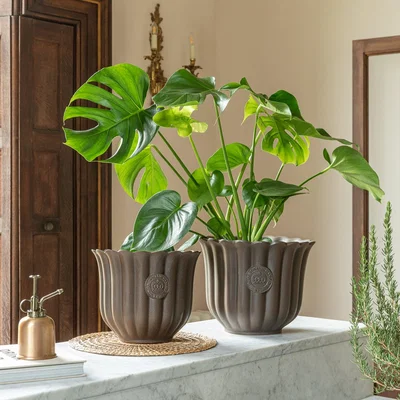 Dunelm Kew Fluted Tulip Plant Pot Mocha