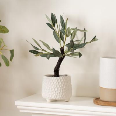 Dunelm Artificial Olive Plant in Dimpled Ceramic Plant Pot