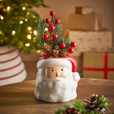 Dunelm Artifical Topiary Santa Plant Pot Red