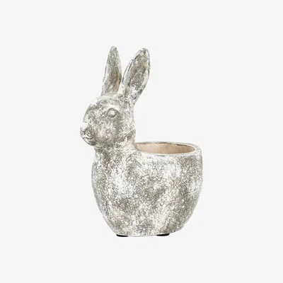 Dunelm Bonington Bunny Small Cement Plant Pot White