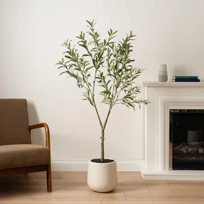 Dunelm Artificial Olive Tree in Cream Double Walled Plant Pot