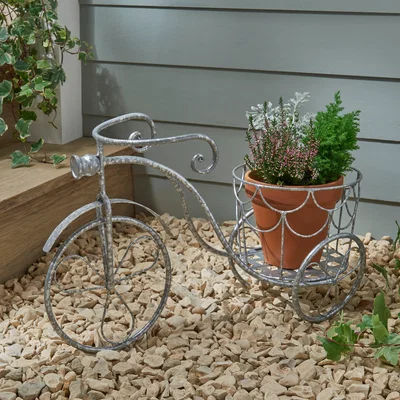 Dunelm Galvanised Metal Bike Planter Steel