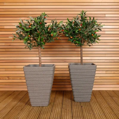 Dunelm Charles Bentley Set of 2 Tall Trojan Square Plant Pots