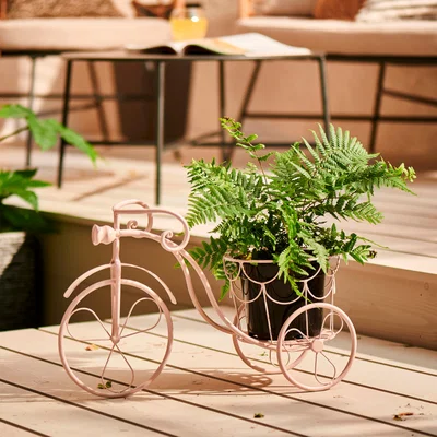 Dunelm Scalloped  Bike Planter Pink