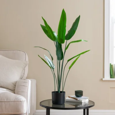 Dunelm 90cm Artificial Bird of Paradise Plant in Black Plastic Plant Pot