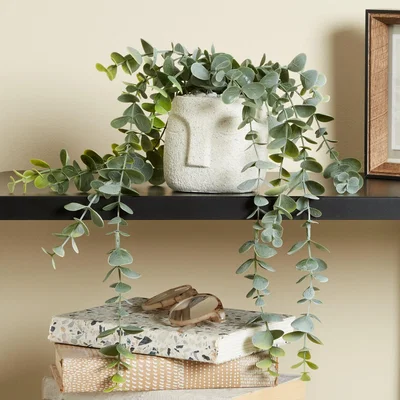 Dunelm Face Plant Pot Trailing Eucalyptus Green