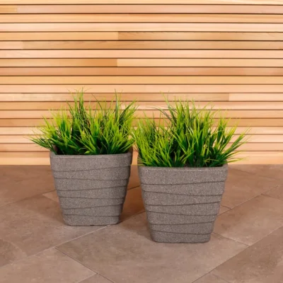 Dunelm Charles Bentley Set of 2 Tall Trojan Square Plant Pots