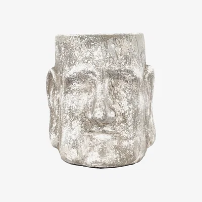 Dunelm Dalby Large Head Cement Plant Pot Antique White