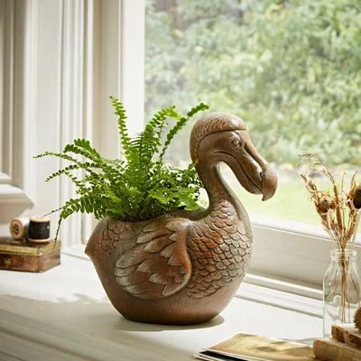 Dunelm Dodo Plant Pot Antique Brass