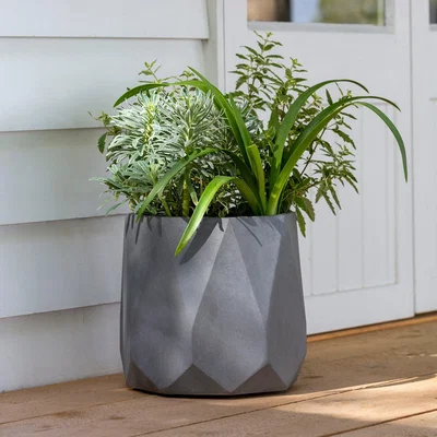 Dunelm Fibre Clay Geometric Grey Planter Grey