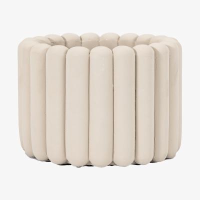 Dunelm Arden Large Ribbed Concreate Plant Pot Taupe