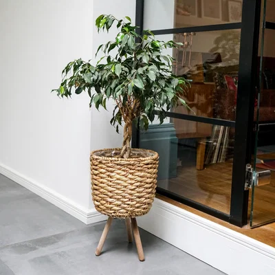 Dunelm Water Hyacinth Line Basket Plant Pot Natural