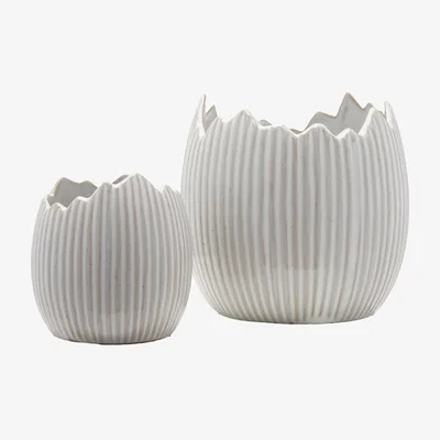 Dunelm Eggs-traordinary Gift Co. Set of 2 Ceramic Egg Shell Plant Pots