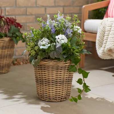 Dunelm Faux Rattan Round Plant Pot