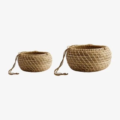 Dunelm Set of 2 Hanging Seagrass Planters Natural