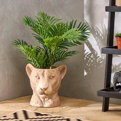 Dunelm Resin Leopard Head Planter Brown