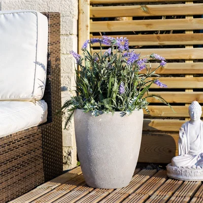 Dunelm Lavender and Grass in Grey Plant Pot 60cm Purple