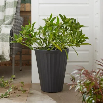 Dunelm Tall Ribbed Fibre Clay Plant Pot