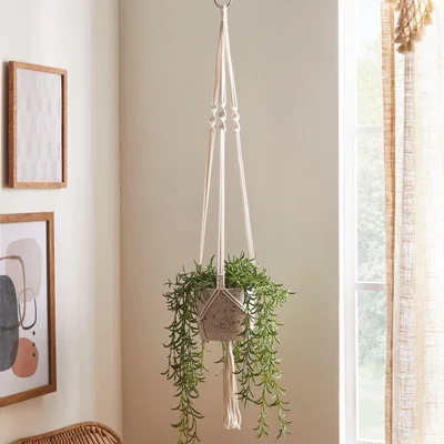 Dunelm Macrame Cream Plant Hanger Natural
