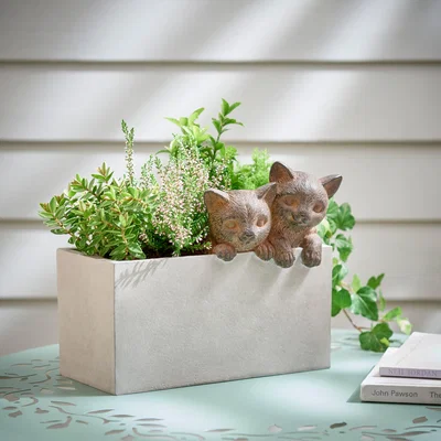 Dunelm Duo of Cats Planter Black