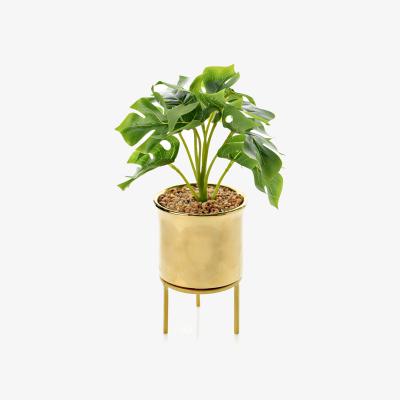 Dunelm Hestia Artifical Monstera in Gold Footed Plant Pot