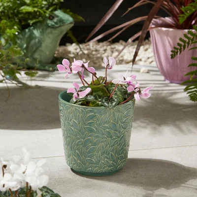 Dunelm Leaf Embossed Stoneware Plant Pot