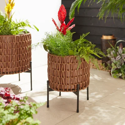Dunelm Amazonia Rattan Plant Stand Brown