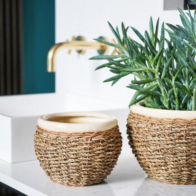 Dunelm Set of 2 Seagrass Plant Pots