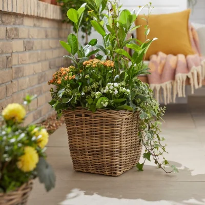 Dunelm Faux Rattan Square Plant Pot