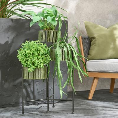 Dunelm Elements Olive Foldable Plant Stand MultiColoured