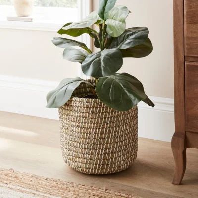 Dunelm White Wash Plant Pot, 28cm