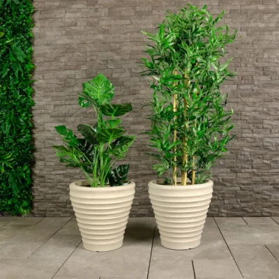 Dunelm Charles Bentley Set of 2 Moroccan Round Stone Plant Pots