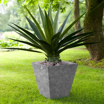 Dunelm Ella Artstone Plant Pot Grey